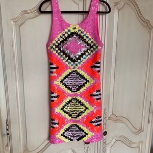 Flowers by Zoe Pink and Black Geometric Kids Dress